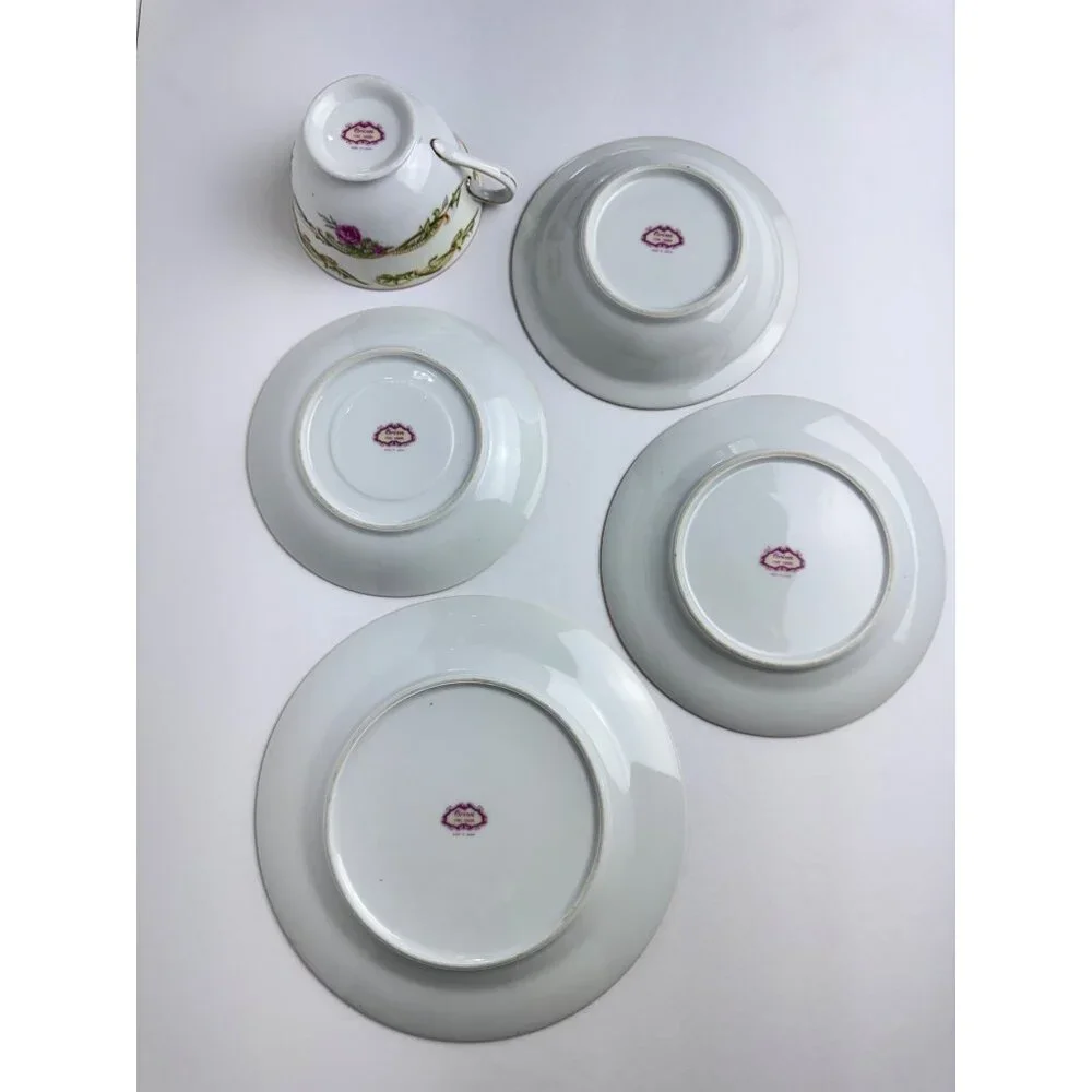Vintage Orion Fine China Floral Cup Saucer Bread Plate Salad Plate Bowl 5 Piece